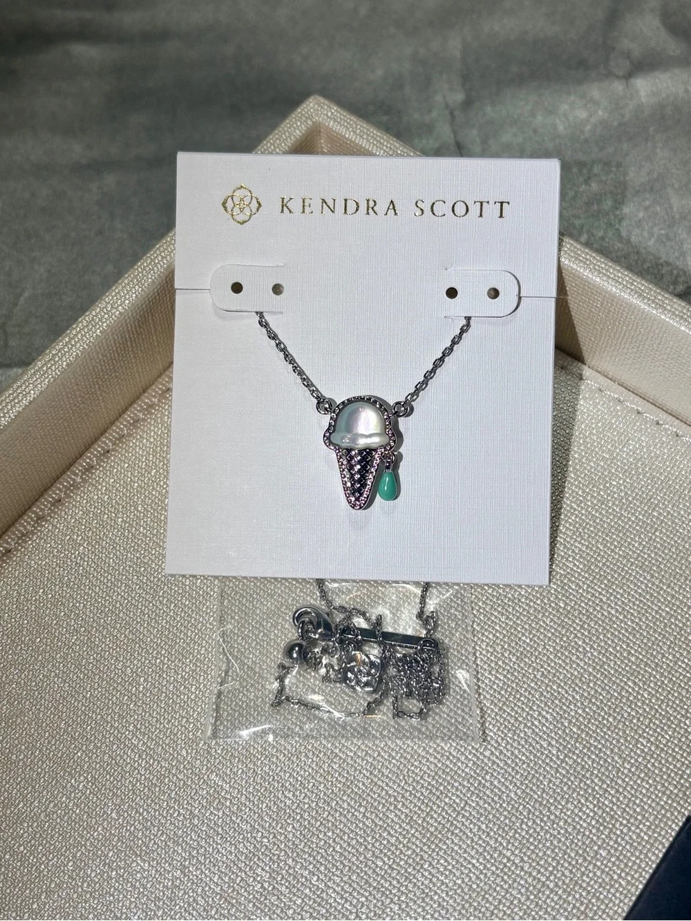 Kendra Scott Silver Icecream Cone Necklace New